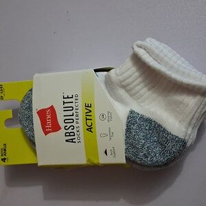 Hanes Boys' Active Ankle Socks - White and Blue Size S 4.5-8.5